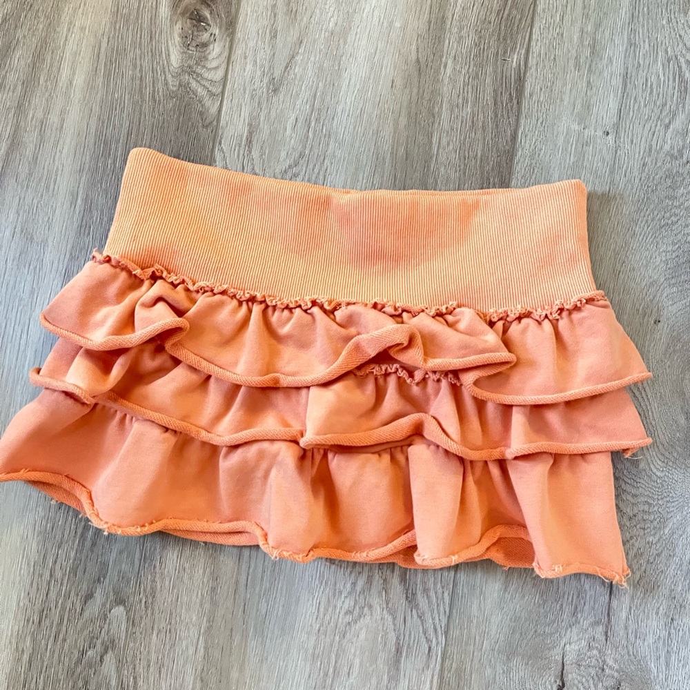 edikted orange terry cloth skirt | Martina Tiered Ruffle Cotton Terry Skirt